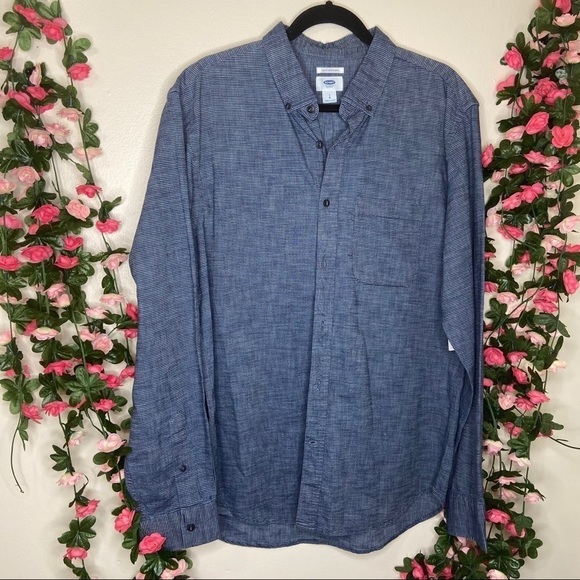 NWT Old Navy Mens Blue Slim Fit Button Up L Work Office Business Casual - Picture 1 of 9